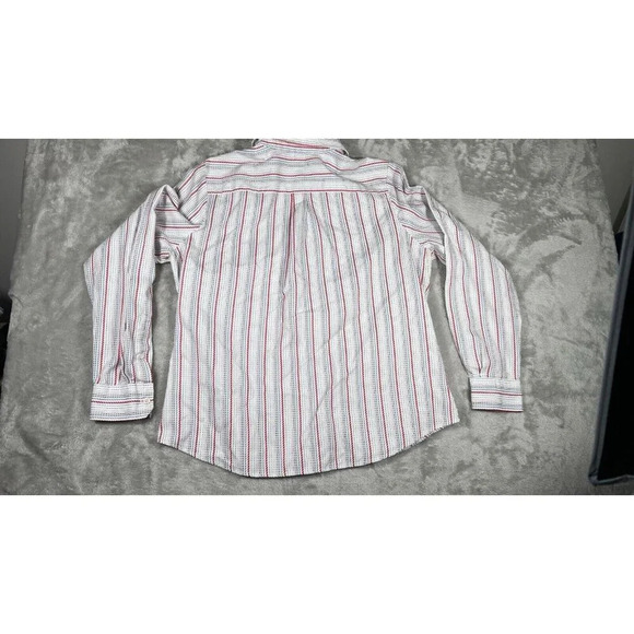 Faconnable Button Shirt Size L Red Blue White Stripe Womens $96 - Picture 13 of 16